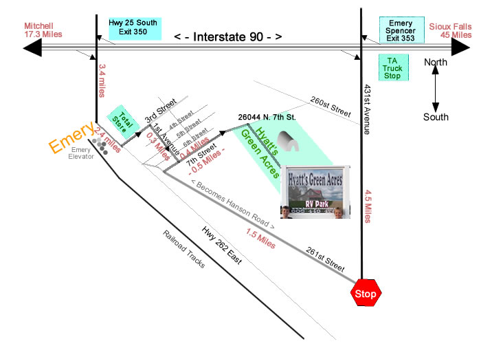 Map to Hyatts RV Parking